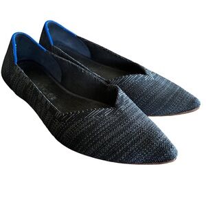 Rothy’s The Point Flats Size 8.5 Granite Heather Black Gray Stripe